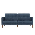 Realrooms Lilly Upholstered Convertible Split-back Futon Sofa  Blue Velvet