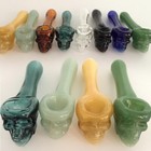  Nice 4  Thick Glass Skull Tobacco Smoking Pipe Choose Color Bowl Free Shipping