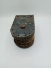 Antique Sheet Metal Clad Wood Double Pulley Block Primitive Barn Decor
