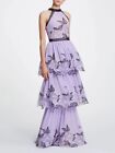 Marchesa Notte Floral Lace Gown Size 4 Tiered Lilac Evening Prom Formal Bridal
