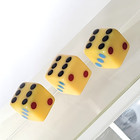 3 Bakelite Butterscotch Cream Dice 11 16  Tri Three Color Pips Red Blue Black
