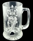 Eamon Glass Beer Mug Stein Hand Cut Crystal Shamrocks   Harp Ireland 6   