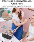 Bagsmart Travel Makeup Bag For Women  Portable Water-resistant Cosmetic Case  Pu