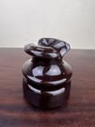 Vintage Brown Glazed Saddle Top Porcelain Insulator Telephone Telegraph 4 1 8 