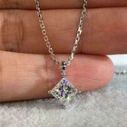 Solitaire Pendant With Chain Sterling Silver 925 1 50ctw Princess Cut Moissanite
