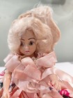 Vintage 1950s Hard Plastic Doll 8    Pink Satin Gown Sleep Eyes Blonde