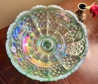 Fenton Willow Green Hobnail Iridescent Opal Footed Candle Bowl-95th Anniversary 