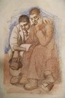 Boys Double Portrait Pablo Picasso Expressionism Original Drawing Pencils Paper