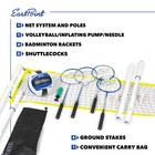 Volleyball Badminton Net Set W  4 Rackets Portable Adjustable Height Team Sports
