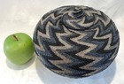 Vtg Balinese Hand Beaded Basket Handwoven Rattan Glass Seed Beads Indonesian