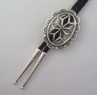 Attractive Solid Sterling Silver   Turquoise Open Southwestern Bolo Tie