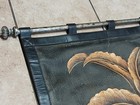 Hand Painted Gold Floral Leather Wall Hanging Tapestry  Well Made W  Ornate Bars