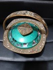 Vintage Enamel   Brass Judaica Covered Dish From King David St  Jerusalem  tag 