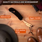 100  Horsehair Deluxe Hat   Lint Brush - Natural Beechwood Handle  Leather Strap
