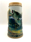 American Angler Largemouth Bass Fishing Beer Stein  09113 9  Vtg