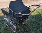Vintage 1940s  Pedigree Baby Stroller Buggy Cadillac English Pram Black Carriage
