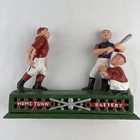 Vintage Cast Iron Hometown Battery Baseball Mechanical Coin Bank Collectible 