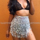 Sequins Tassel Fringe Skirt Belly Dance Hip Scarf Festival Waist Belt Wrap Skirt