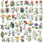 50pcs Waterproof Floral Washi Stickers For Scrapbooking And Card Making