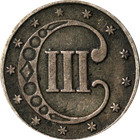 1853 Three  3  Cent Silver - Re-cut Date