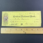 Antique 1872 Hightstown Nj Central National Bank Check Revenue Stamp