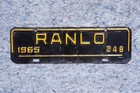 1965 Ranlo North Carolina License Plate Town Topper Tag   248