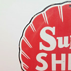 Vintage Super Shell Gasoline Porcelain Enamel Metal Sign 8  X 8  Inch