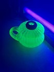 Beautiful  Antique Uranium Glass Finger Oil Lamp  Green White Stripes