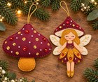 Plumwood Fairy   Toadstool Diy Craft Felt Ornament Kit Embroidered   Sequined