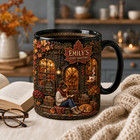 Ceramic Coffee Mug Personalized Autumn Bookstore For Coffee And Tea Readers