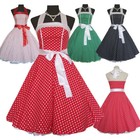 Women s Vintage 50s 60s Retro Rockabilly Pinup Polka Dot Party Swing Dress 4cols