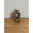 Vintage Czech Cobalt Glass Perfume Bottle     Gold Filigree Seashell Mini