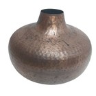 Handmade Hammered Copper Colored Vase Wide Rustic Home Decor Art Piece