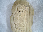 Vintage Inuit Eskimo Indian The Hunter Carved Fossilized Plaque Signed Cs