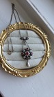Antique Austro Hungarian Garnet   Pearl Lavalier Necklace 800 Silver Renaissance