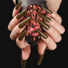Skinny Long Coffin  saddle Brown  Full Cover Ballerina 24 Nail Tips Glue Set 