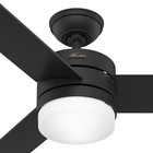 Hunter Fan 54 In Casual Matte Black Indoor Ceiling Fan With Light Kit And Remote