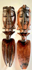 Wooden Decorative Tribal Fork   Spoon Carved Faces Vintage For Wall