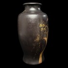 Antique Japanese Vase Black Gold Meiji Period Late 19th Century Fair Condition