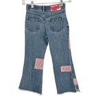 Bratz Denim Jeans Girls 6 Pink Lace Heart Patches Raw Hem Flare Vintage Y2k