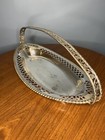 Victorian Silver Oval Bread Basket Tray W pierced Handle Rare