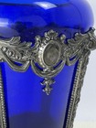 Victorian Cobalt Blue Elegant Glass Art Nouveau Jb 2461 Silverplate Antique Vase