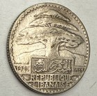 Lebanon 1929 Silver 50 Piastres Levantine World Coin