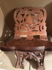 Vintage Hand Carved Teak Wood Folding Cookbook Holder Bible Book Display Stand