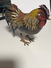 Vintage Hand Painted Metal Rooster Statue Decor
