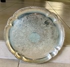 Vntg Engraved Epc 16-330 Silver 14  Serving  Platter  Fluted Shape   Roped Edge