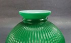  Ribbed Student Lamp Shade Cased Glass 6 75  Fitter Emerald Green Oil Antique