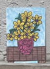 Flowers In A Pot   Original Aceo Art Card