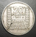 1933 France 20 Francs Old Silver Xf Coin Km 879 Asw  4372 Oz