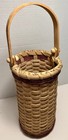 Vtg Tall Nantucket Basket W swing Handle Wine Flower Holder Coastaldecor Wicker